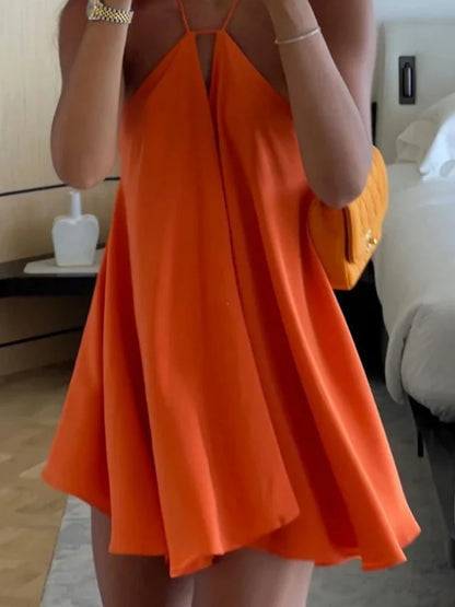 Deep V-Neck Backless Mini Dress